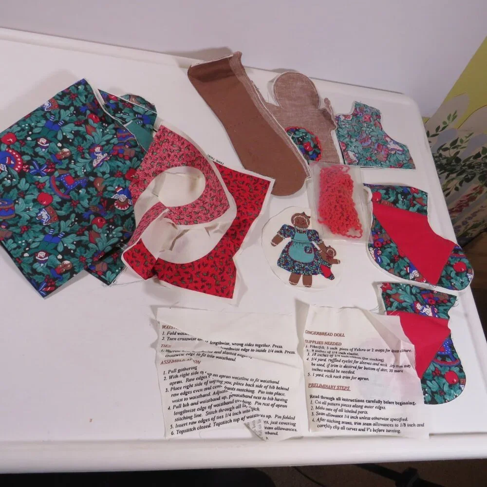 SEWING PROJECT Gingerbread Girl Doll with baby Gingerbread in Stocking or sock